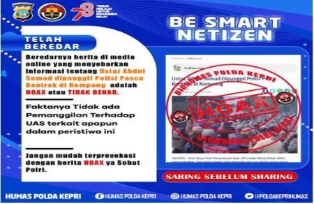 Polda Kepri: Pemanggilan Ustadz Abdul Somad Pasca Bentrok di Rempang Adalah Hoaks