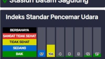 Kualitas Udara di Kota Batam Mencemaskan: Minggu Siang, ISPU Masih Sangat Tidak Sehat