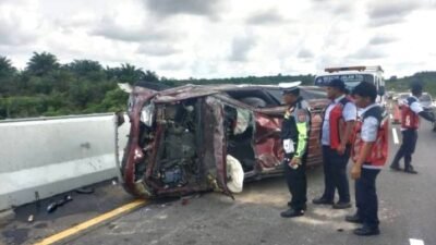 Kecelakaan Tunggal di Tol Pekanbaru-Dumai, Seluruh Penumpang Selamat